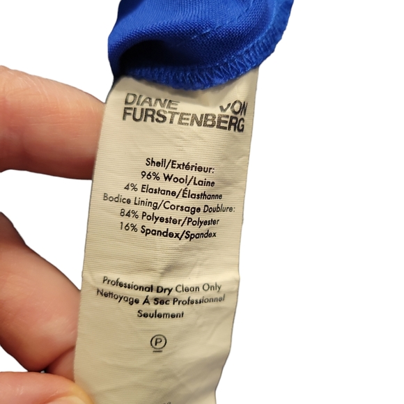 Diane Von Furstenberg, Color Block Wool Paneled Tailored Dress, Women's sz 10, L - Picture 4 of 4